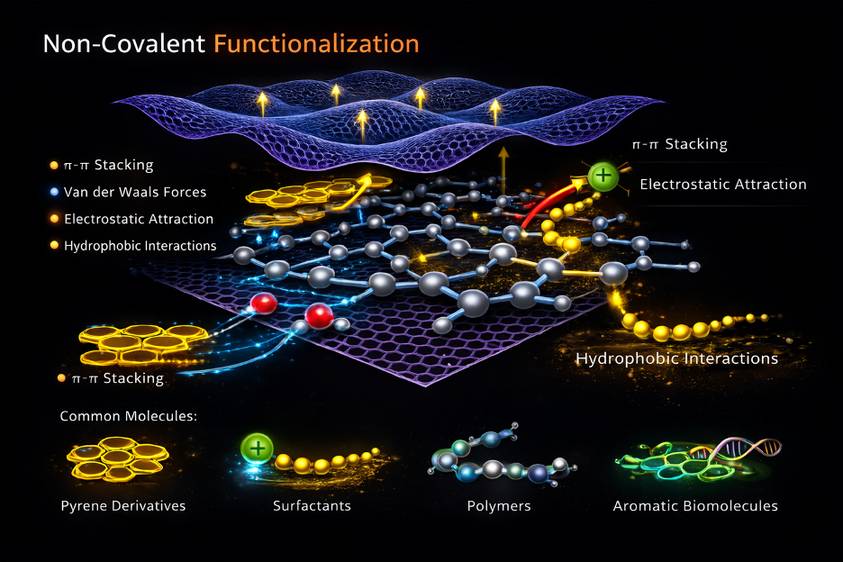 Non-covalent functionalization of graphene