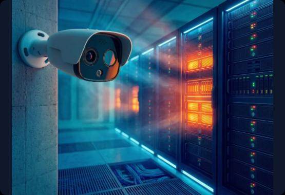 Thermal camera view of server racks