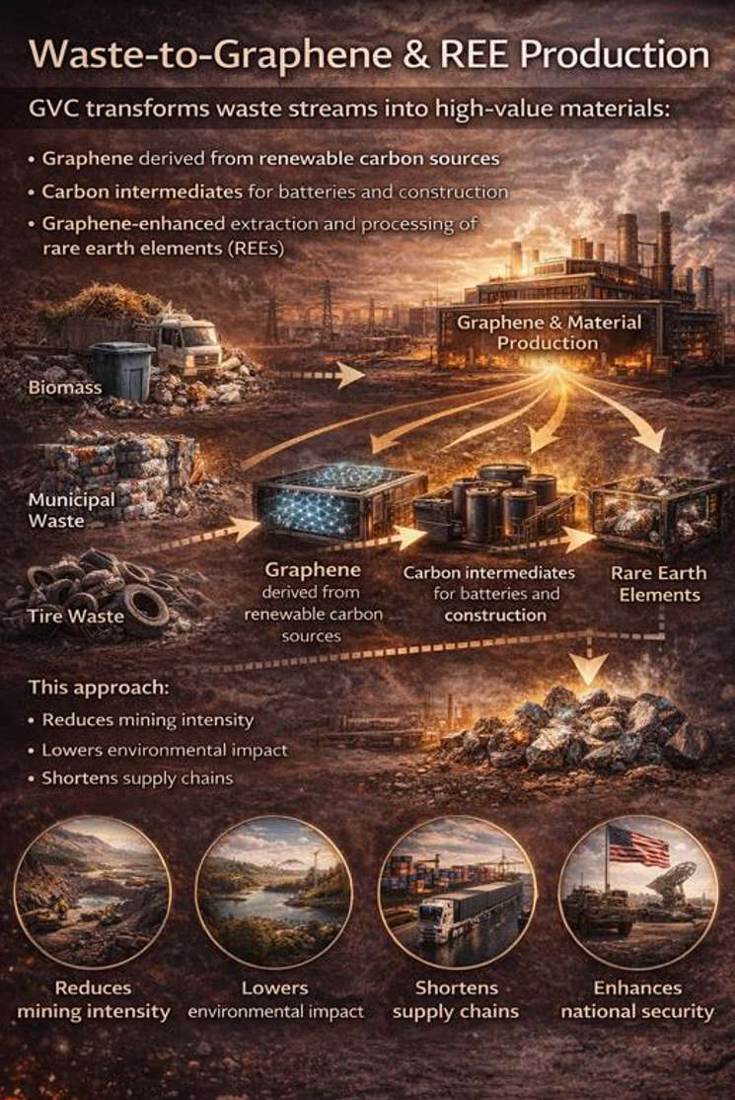 Waste-to-graphene and rare earth production